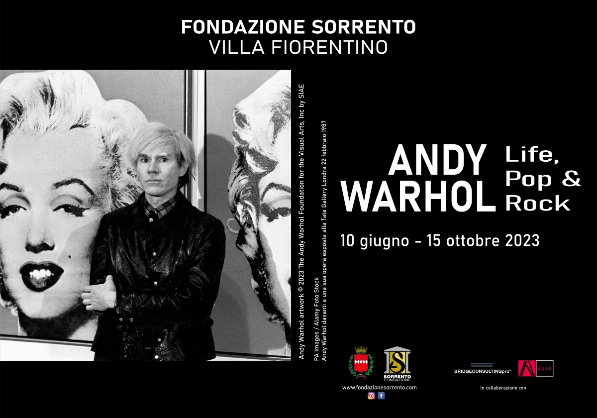 Eventi estate 2023 Villa Fiorentino Sorrento Mostra di Andy Warhol Life, Pop & Rock dal 10 giugno al 15 ottobre banner