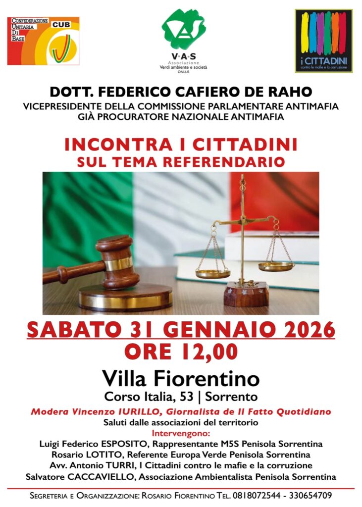 Evento referendum 31 gennaio 2026 Villa Fiorentino Sorrento
